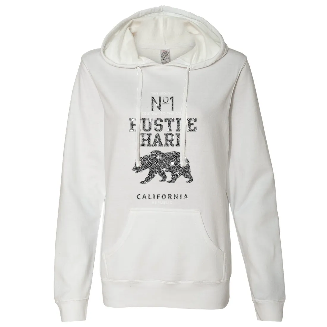 California Hustle Hard Sparkle Ladies Lightweight Fitted Hoodie