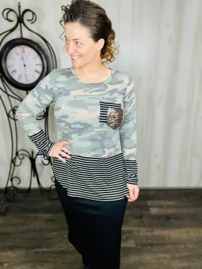 Camo & Gray Fashion Top