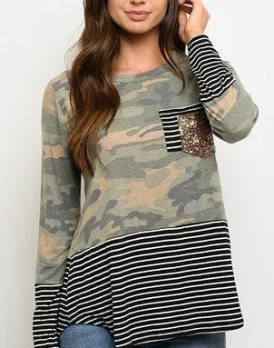 Camo & Gray Fashion Top