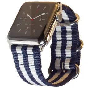 Carterjett Nylon Apple Watch Band in Blue and White