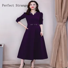 Casual Autumn Long Sleeve Female Dress With Belt