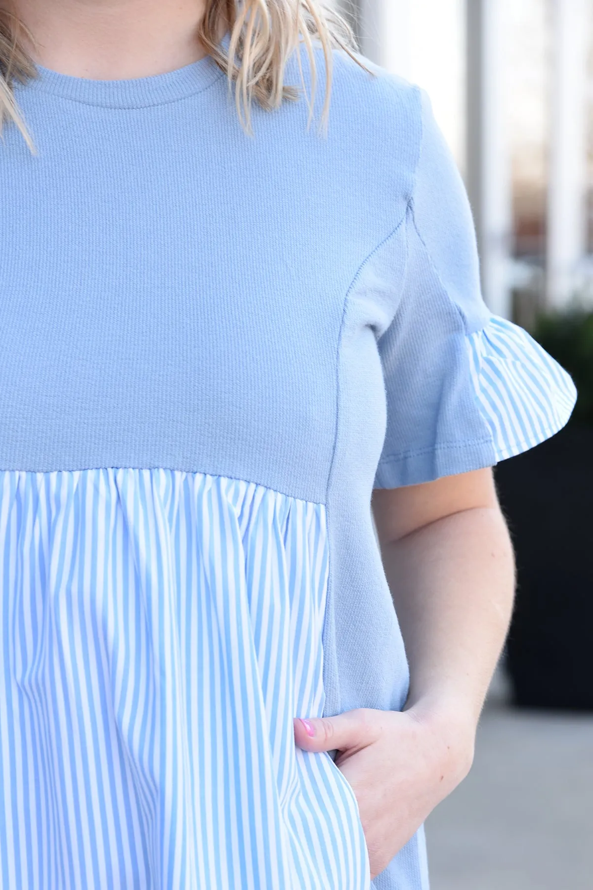 CHANGE OF PLANS DRESS - BLUE STRIPE