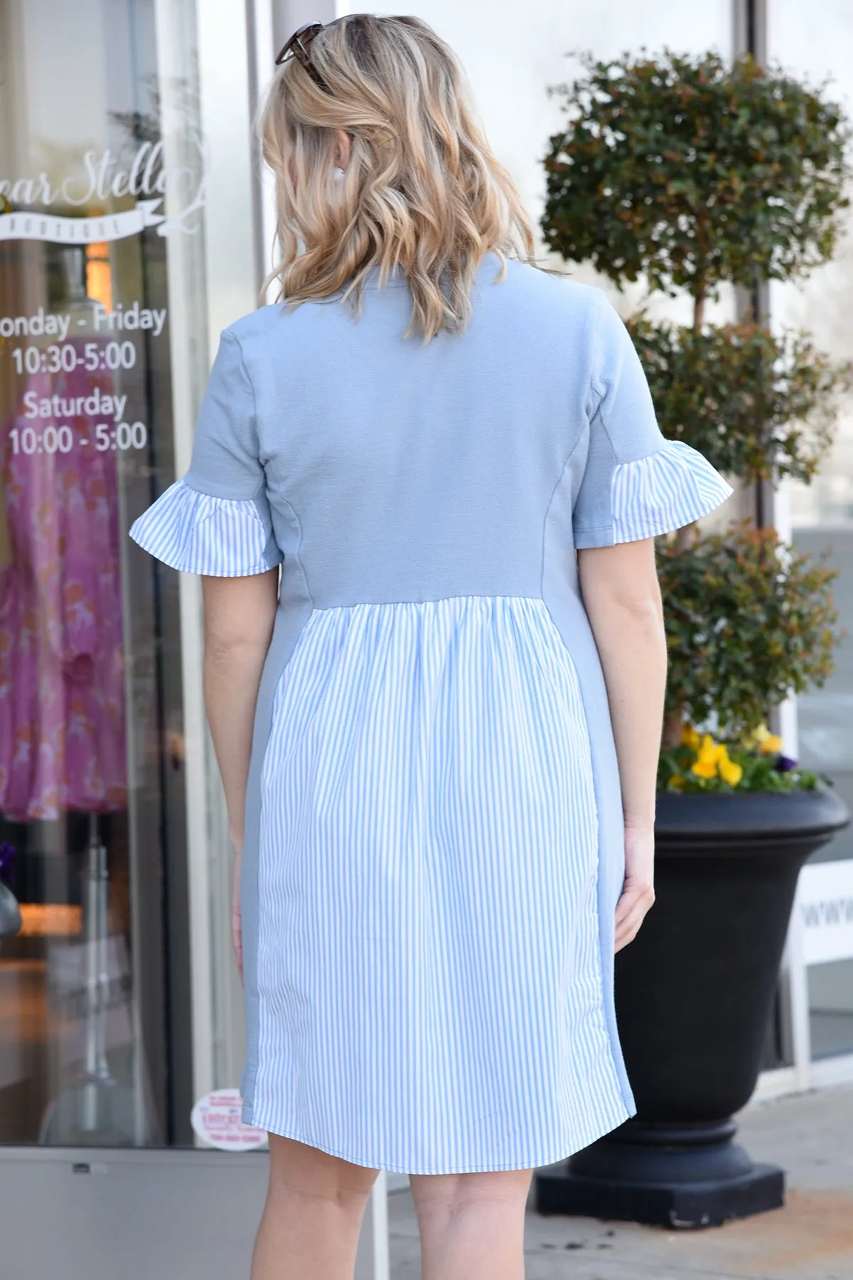 CHANGE OF PLANS DRESS - BLUE STRIPE