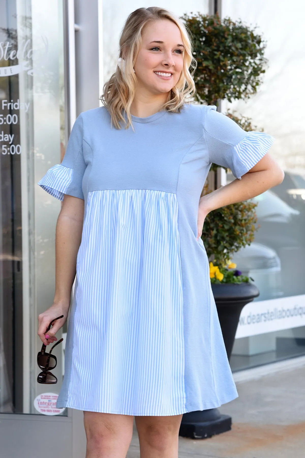 CHANGE OF PLANS DRESS - BLUE STRIPE