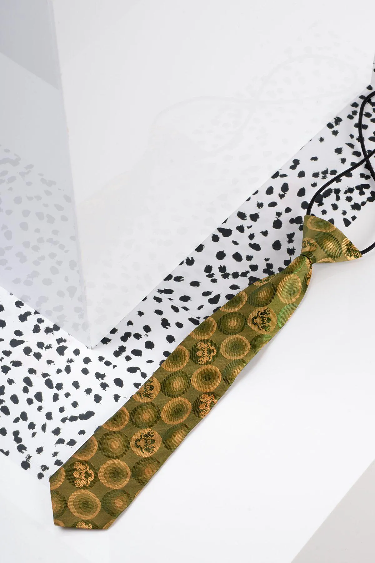 Children's Tan Gold Bubble Circle Print Tie