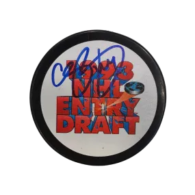 Chris Pronger St Louis Blues Autographed 1993 NHL Draft Logo Puck - JSA COA