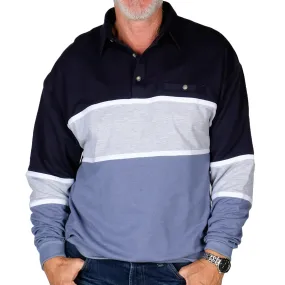 Classics by Palmland Horizontal Stripes Banded Bottom Shirt 6094-728 Navy - Big and Tall