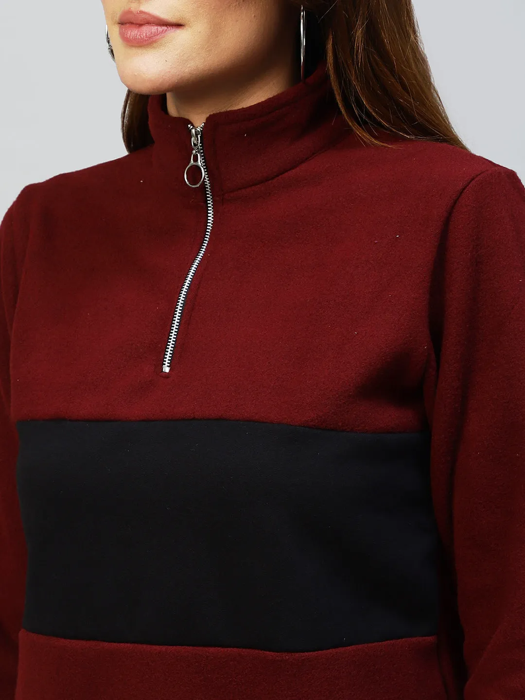 Colorblock High Neck Sweatshirt