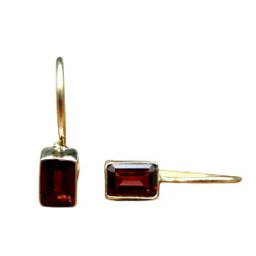 Contemporary Drop Garnet Earrings