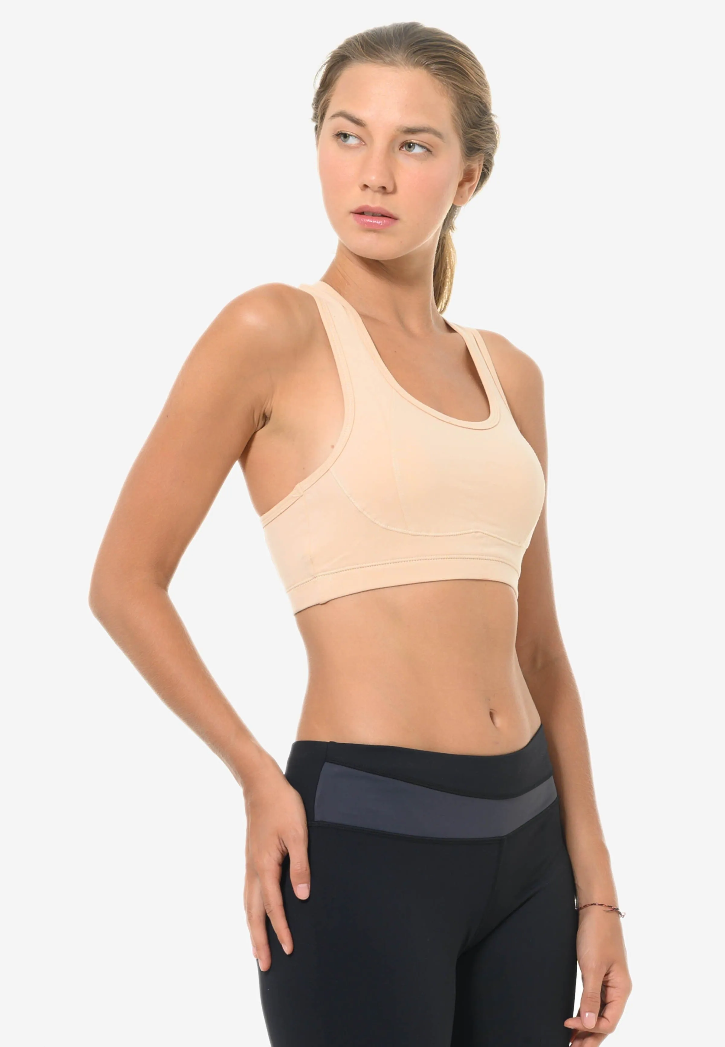 Contour Sports Bra (White & Beige) | L & XL Only