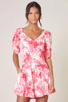 CORAL AND WHITE FLORAL CRUSH EVERHEART ROMPER