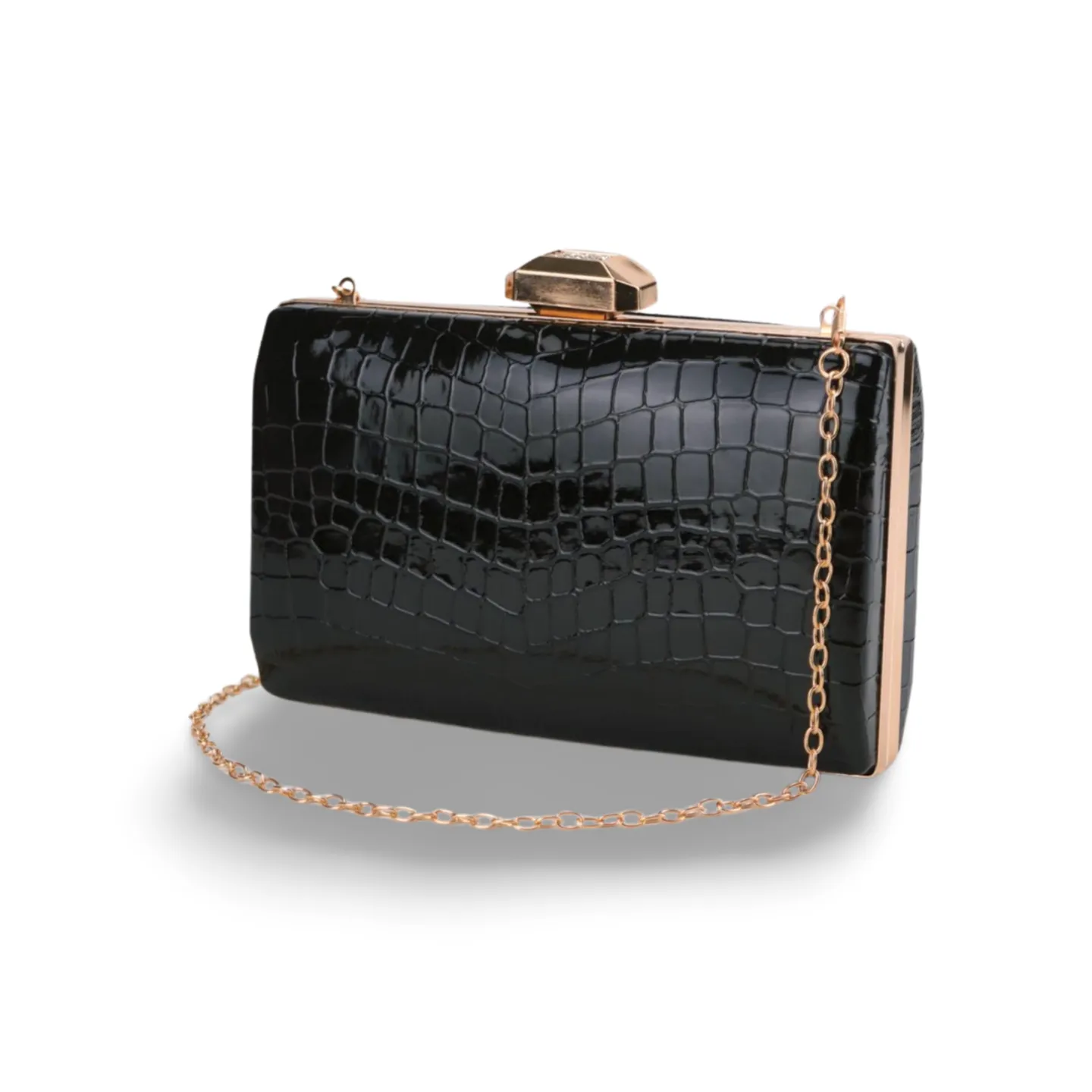 Croc Skin Textured Faux Leather Clutch Bag For Women