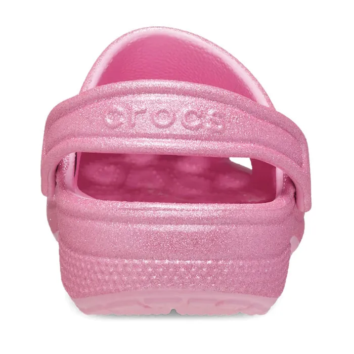 Crocs Kids Youths -  Pink Tweed Shimmer Glitter Clog Classic K