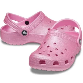 Crocs Kids Youths -  Pink Tweed Shimmer Glitter Clog Classic K