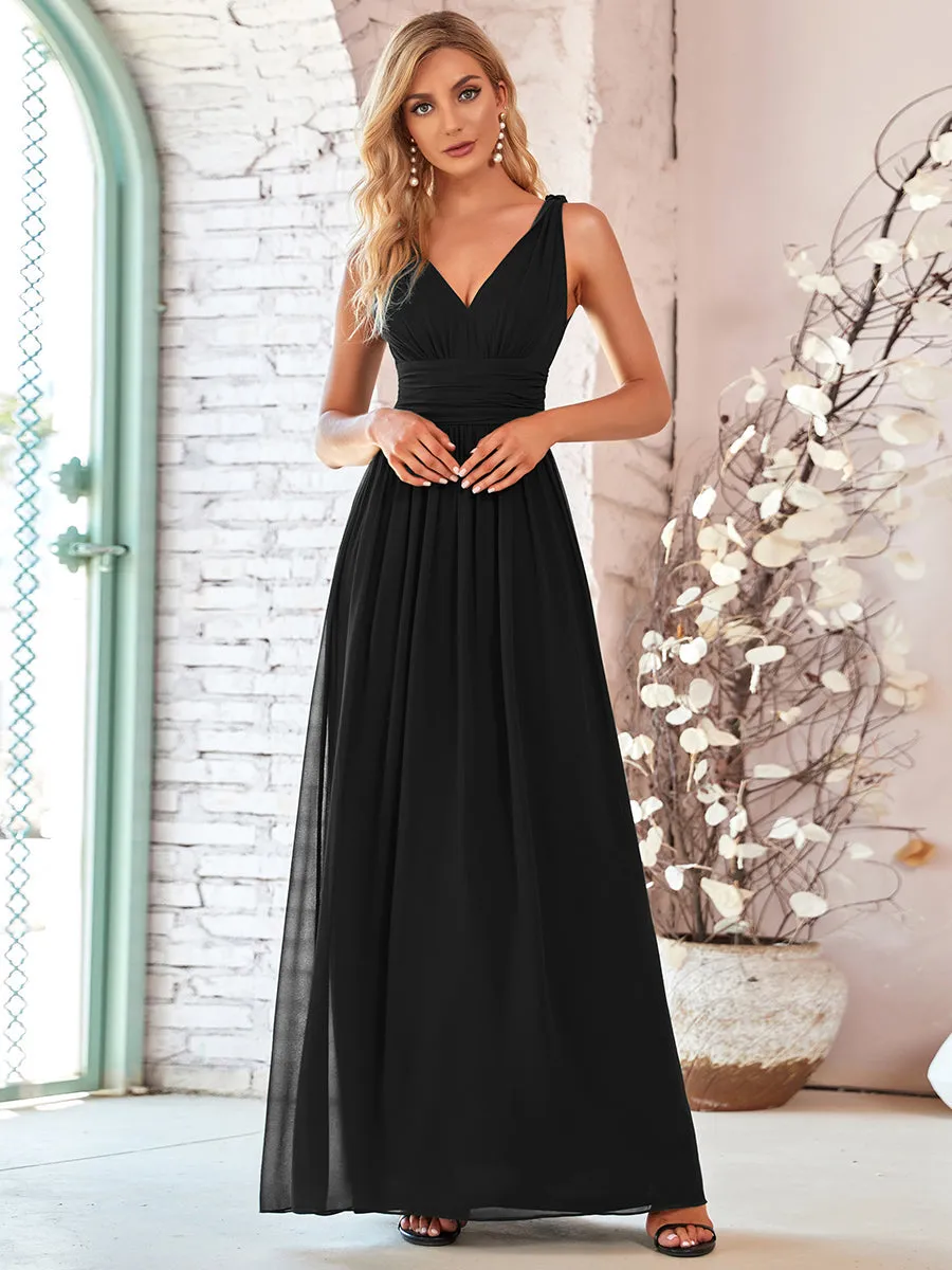 Custom Size Double V-Neck Elegant Maxi Long Wholesale Evening Dresses