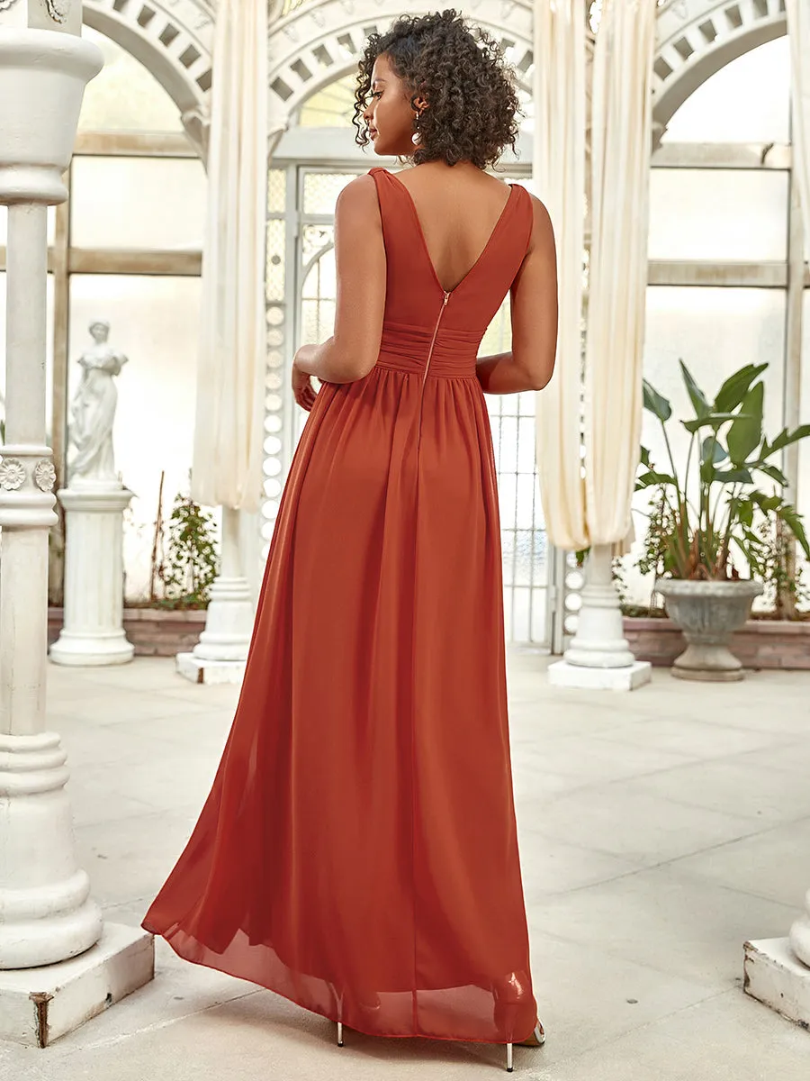 Custom Size Double V-Neck Elegant Maxi Long Wholesale Evening Dresses