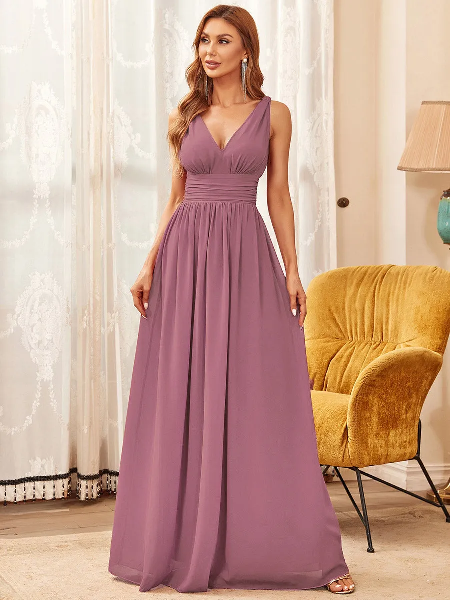 Custom Size Double V-Neck Elegant Maxi Long Wholesale Evening Dresses