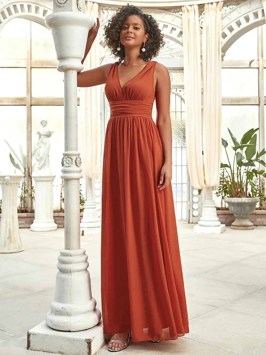 Custom Size Double V-Neck Elegant Maxi Long Wholesale Evening Dresses