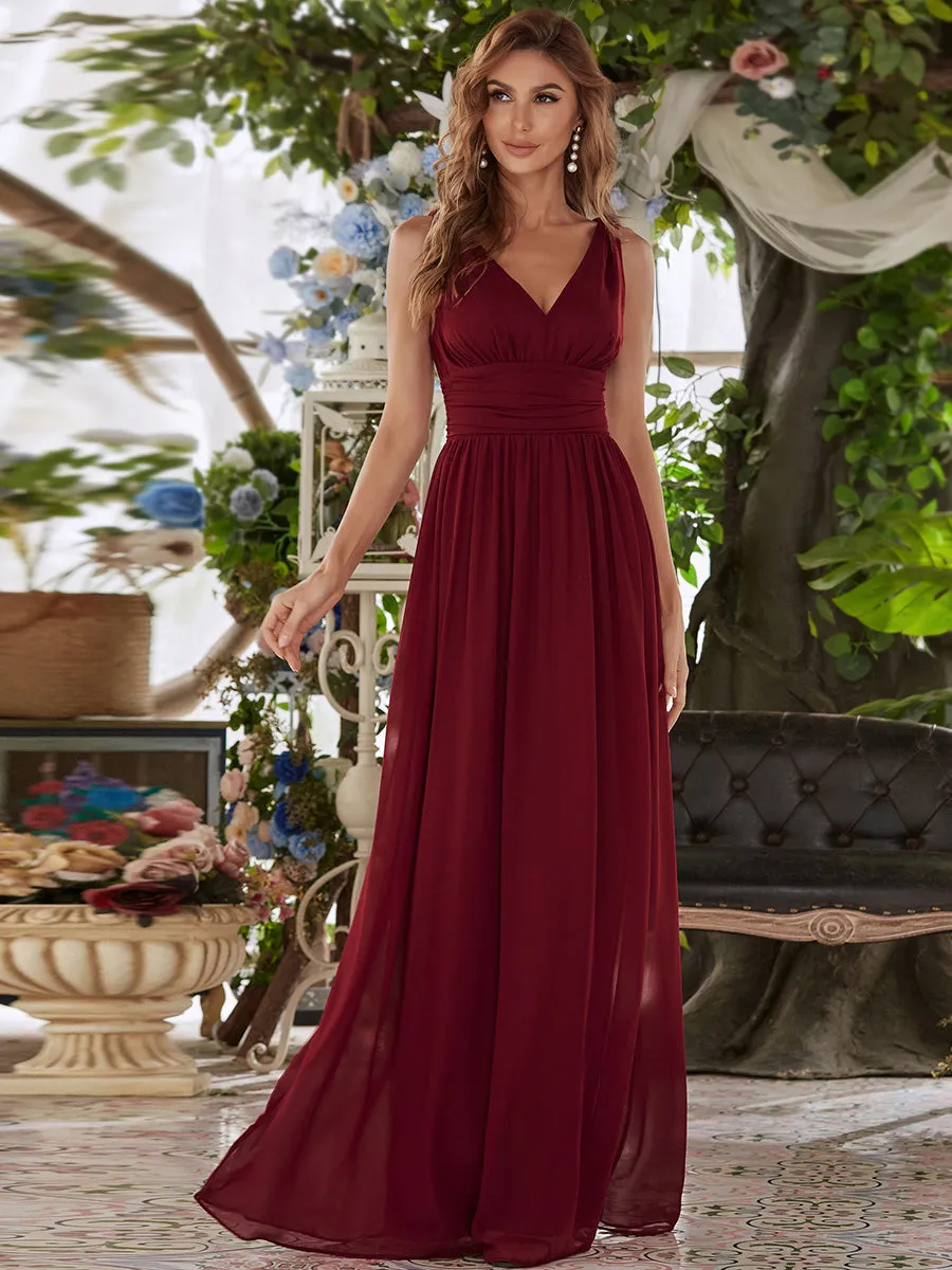 Custom Size Double V-Neck Elegant Maxi Long Wholesale Evening Dresses