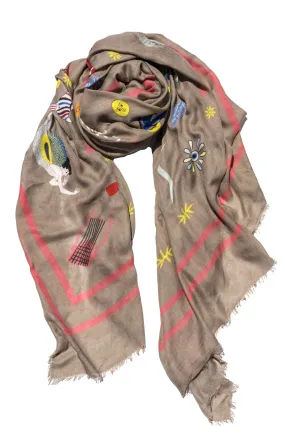 Cyclades Olympia Cashmere Blend Scarf in Beige SALE