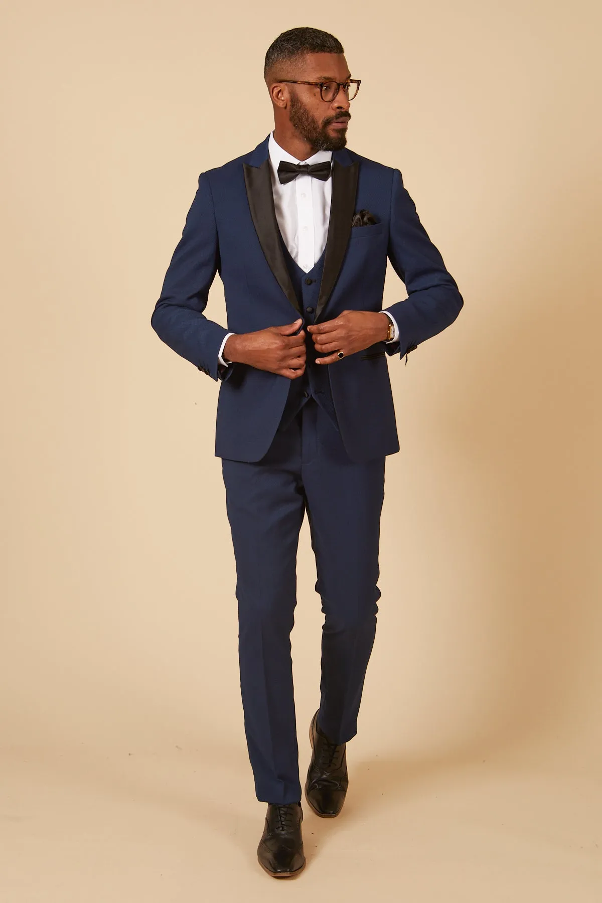 DALTON - Royal Blue Tux Lapel Diamond Three Piece Suit