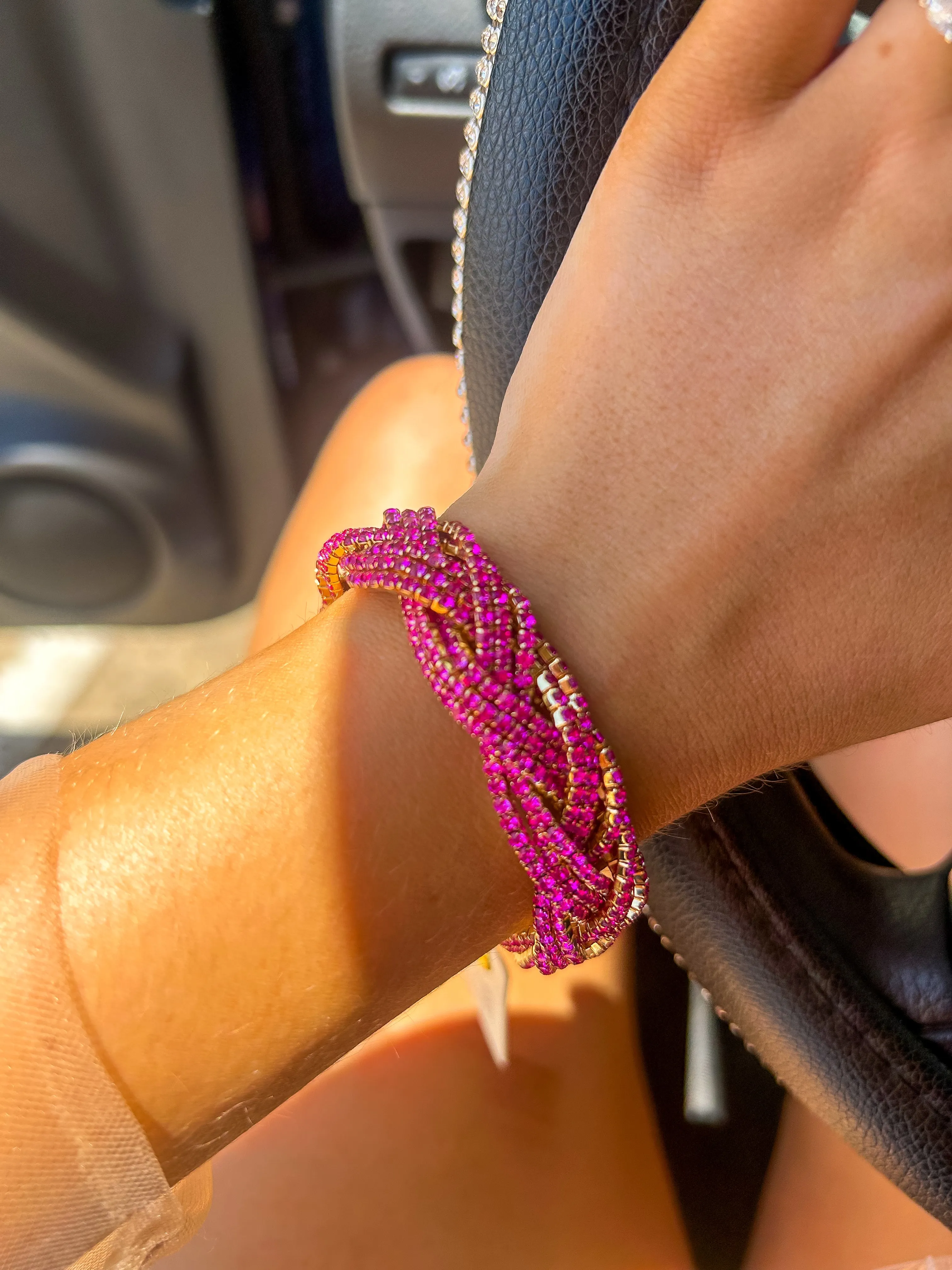 Devan Pink Panache Braided Chain Bracelet