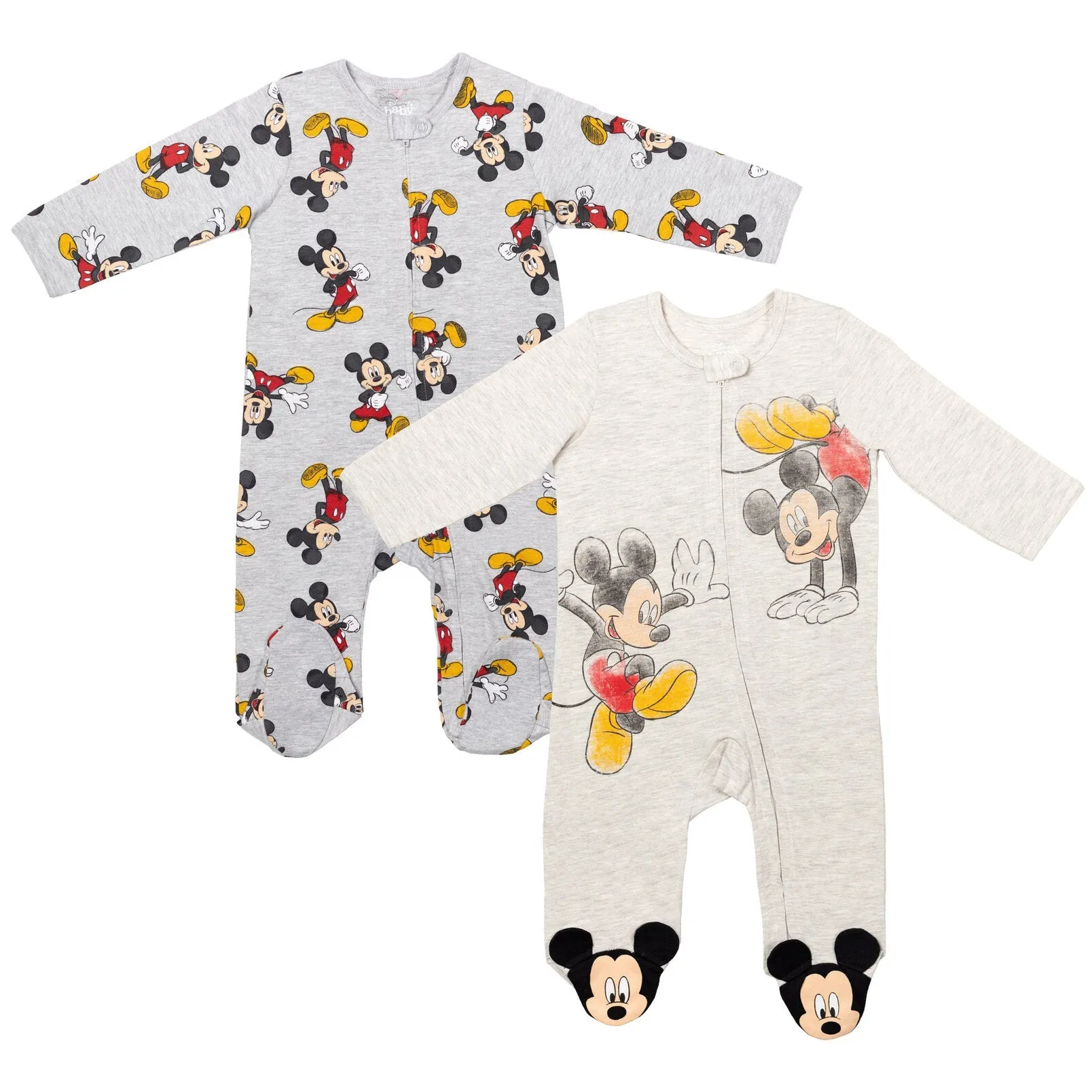 Disney Mickey Mouse 2 Pack Zip Up Sleep N' Play Coveralls