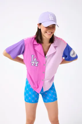 Dodgers Short Sleeve Colorblock Button Down in Fashion Colors