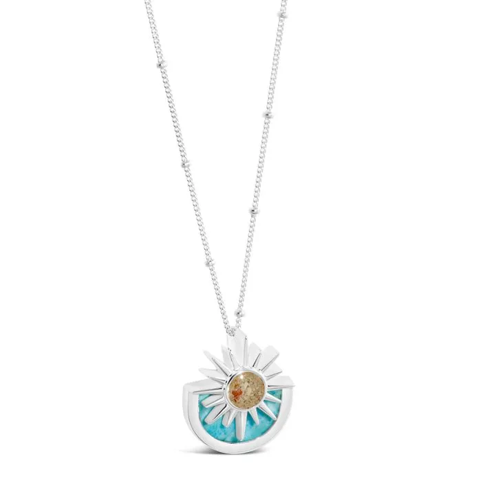 Dune Jewelry Sun Splash .925 Sterling Silver Necklace - Blue Ridge Mountain Elements and Rare Larimar Gemstone