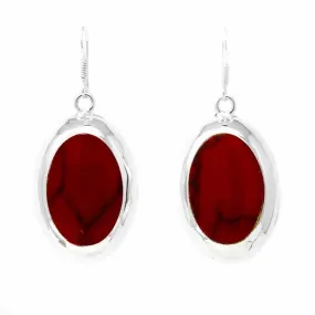 Earrings, Red Jasper Ovals