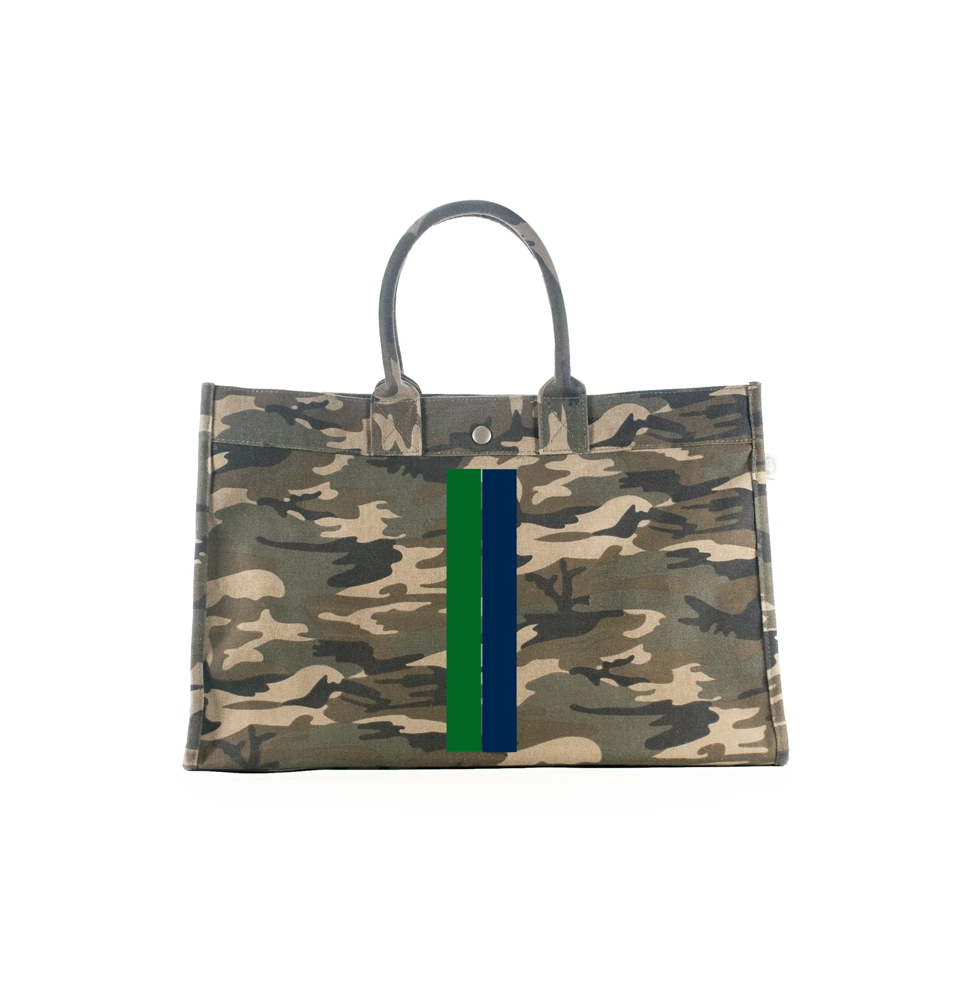 East-West Bag Green Camouflage with Green and Blue Stripe