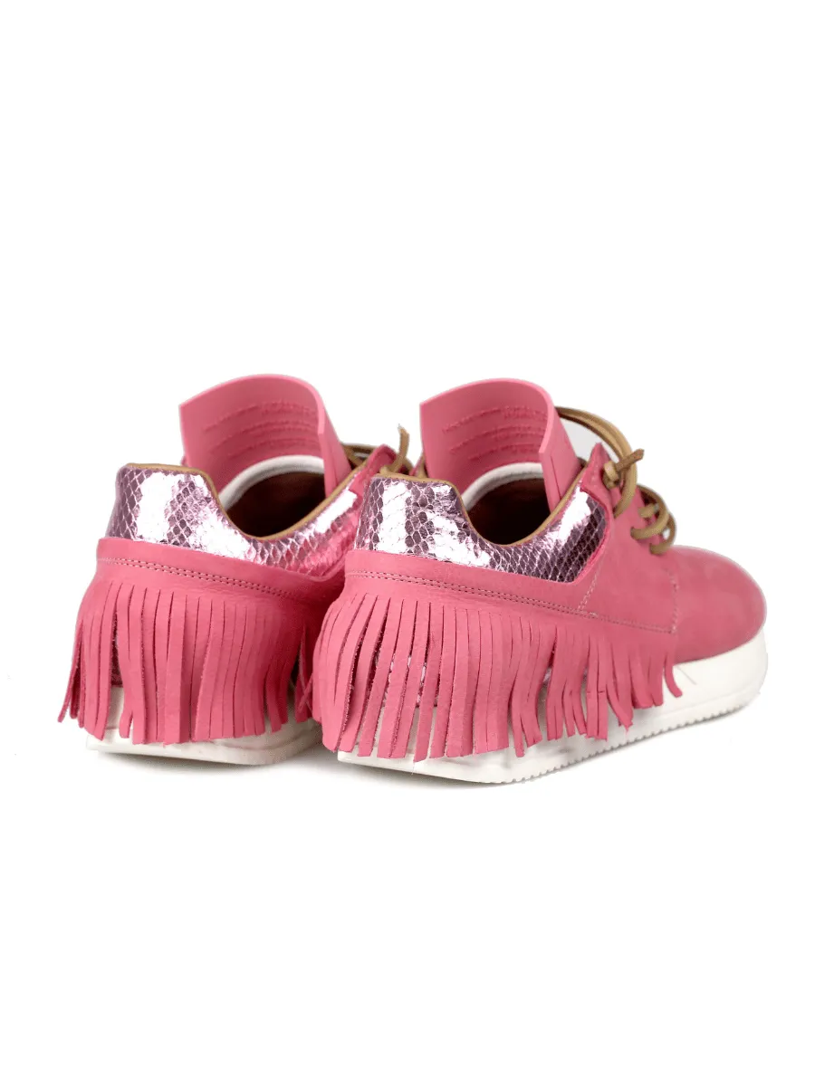 Esseutesse Leather Fringe Sneaker - Bubblegum Pink