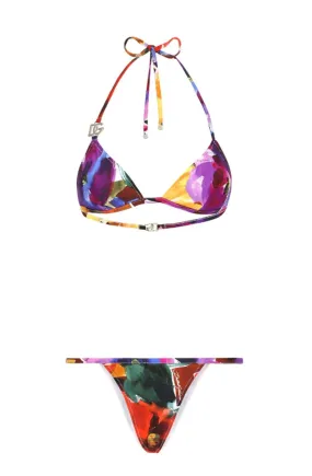 FLORAL-PRINT TRIANGLE BIKINI SET