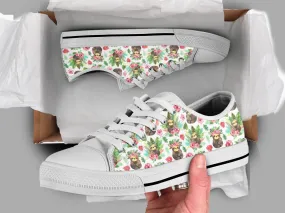 Floral Sloth Shoes Sloth Sneakers Sloth Shoes Cute Shoes Sloth Lover Gifts Custom Low Top Converse Style Sneakers For Adults Women & Men