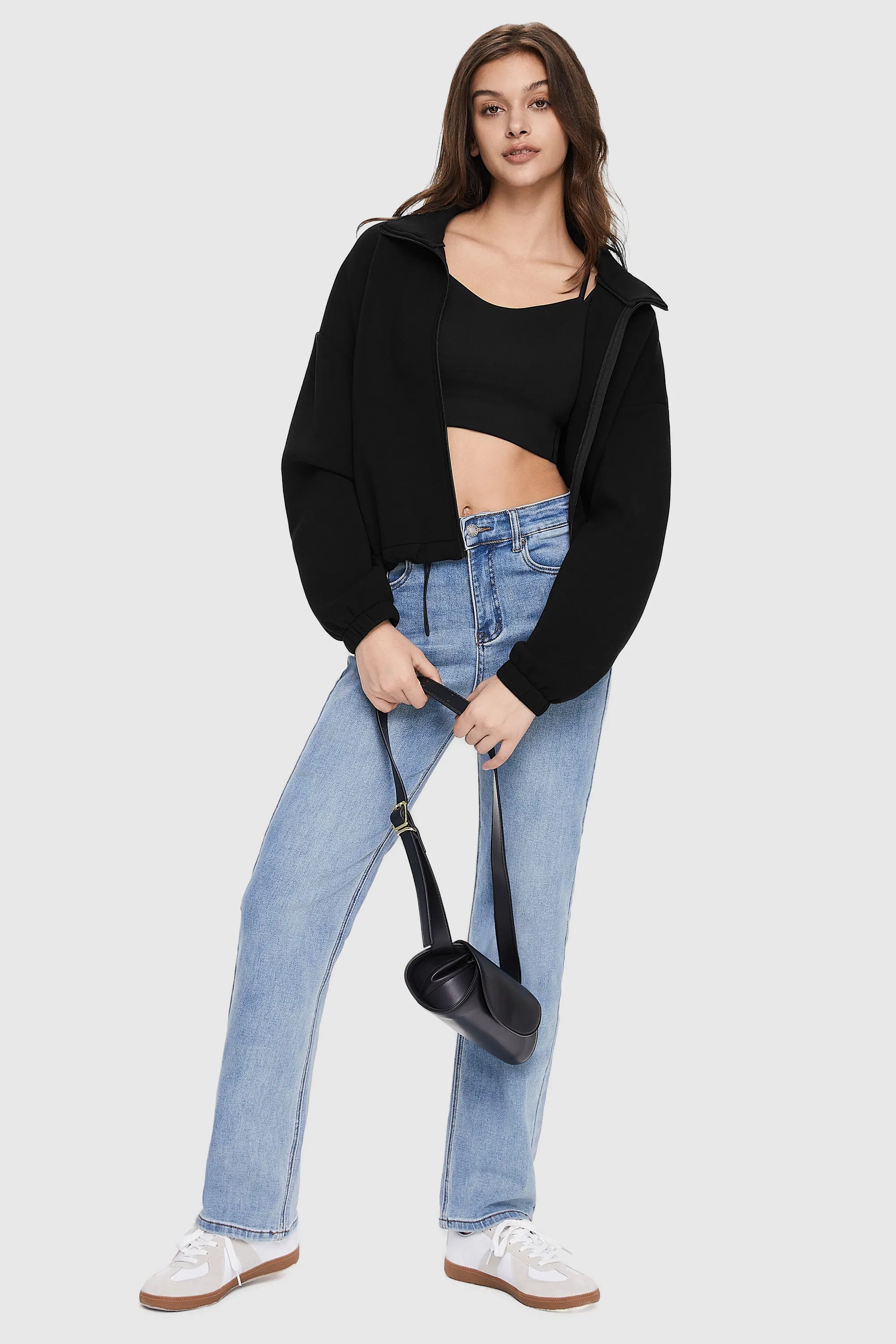 Full Zip Cropped Sweatshirt