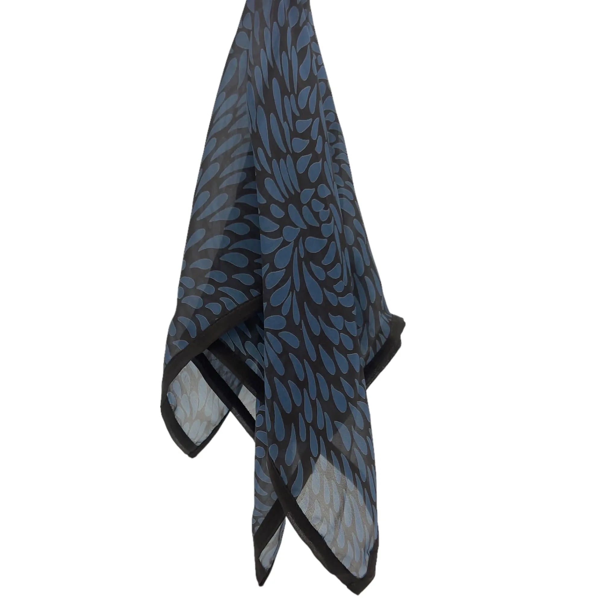 GIORGIO ARMANI Le Collezioni Print Silk Scarf - Black & Blue