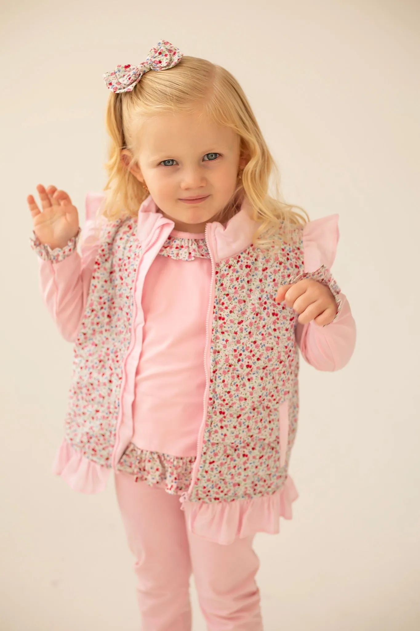 Girls Pink Ditsy Loungewear Set