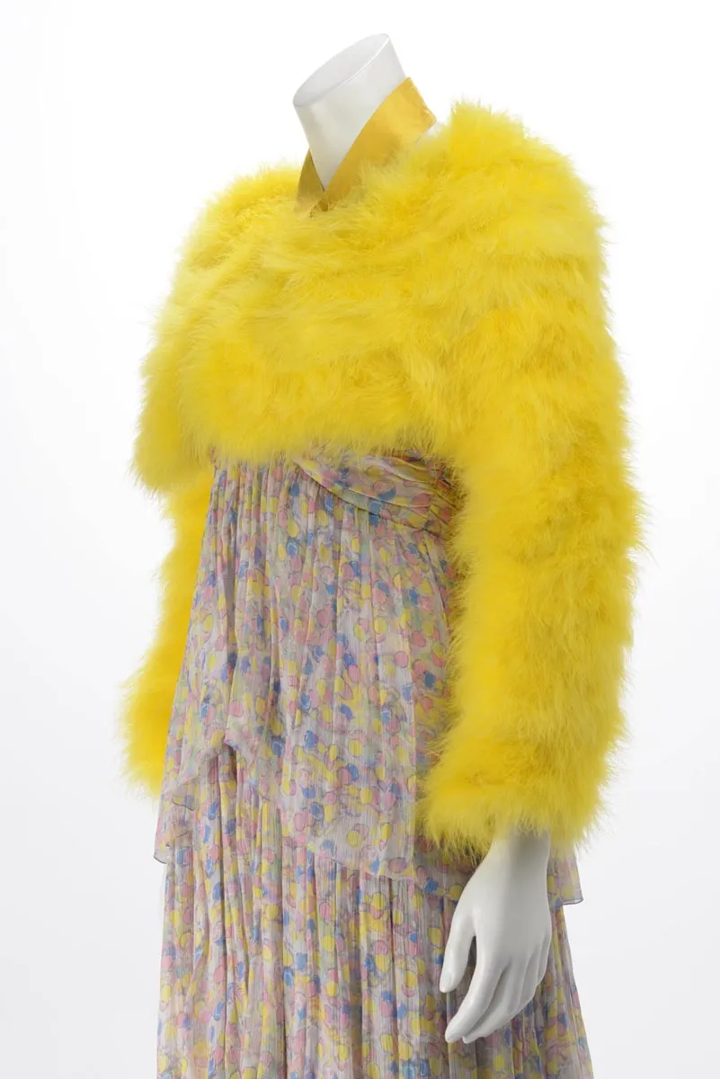 Gucci Yellow Marabou Bolero Jacket IT 38