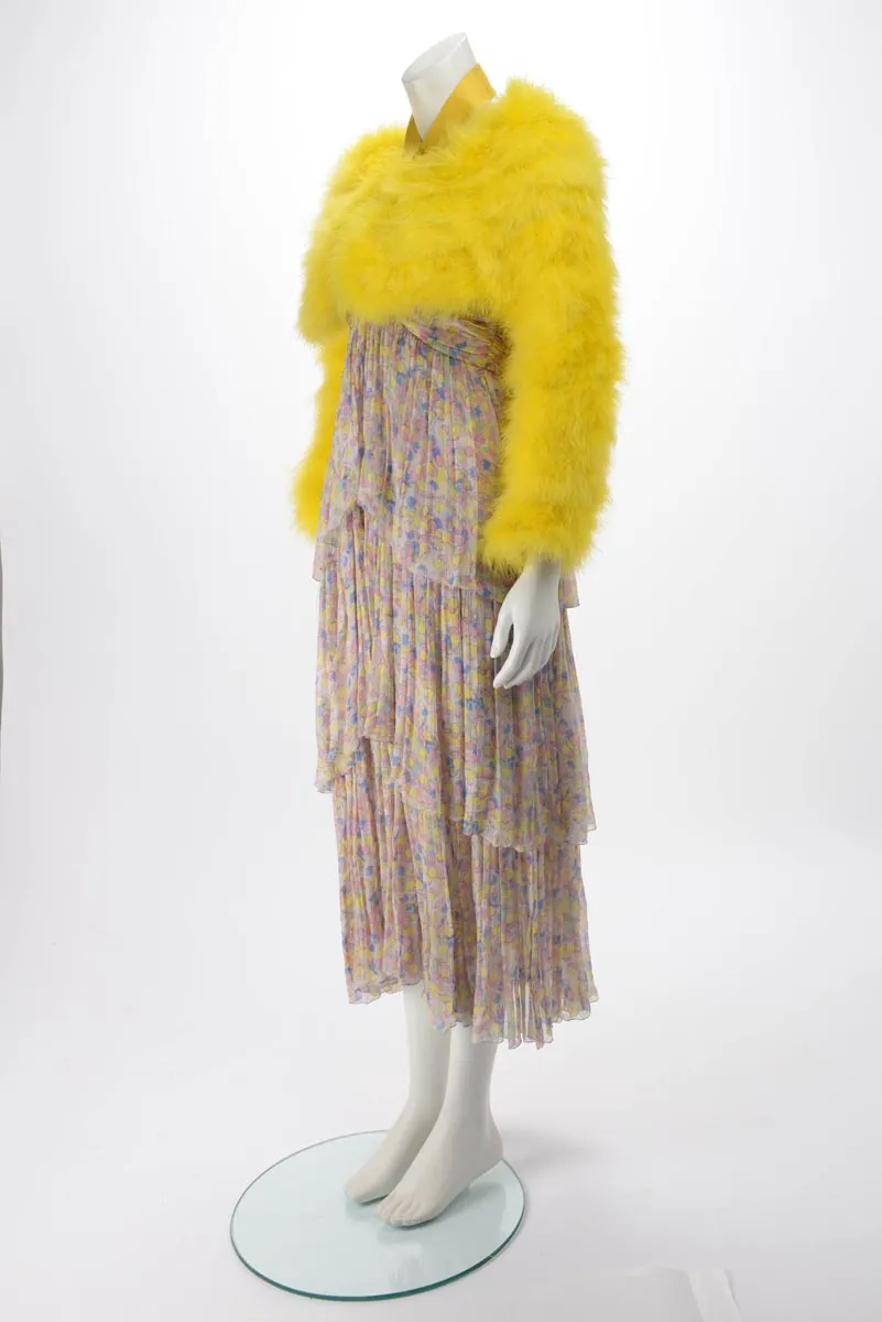 Gucci Yellow Marabou Bolero Jacket IT 38