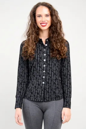 Harley Long Sleeve Top, Charcoal Paisley, Bamboo - Final Sale