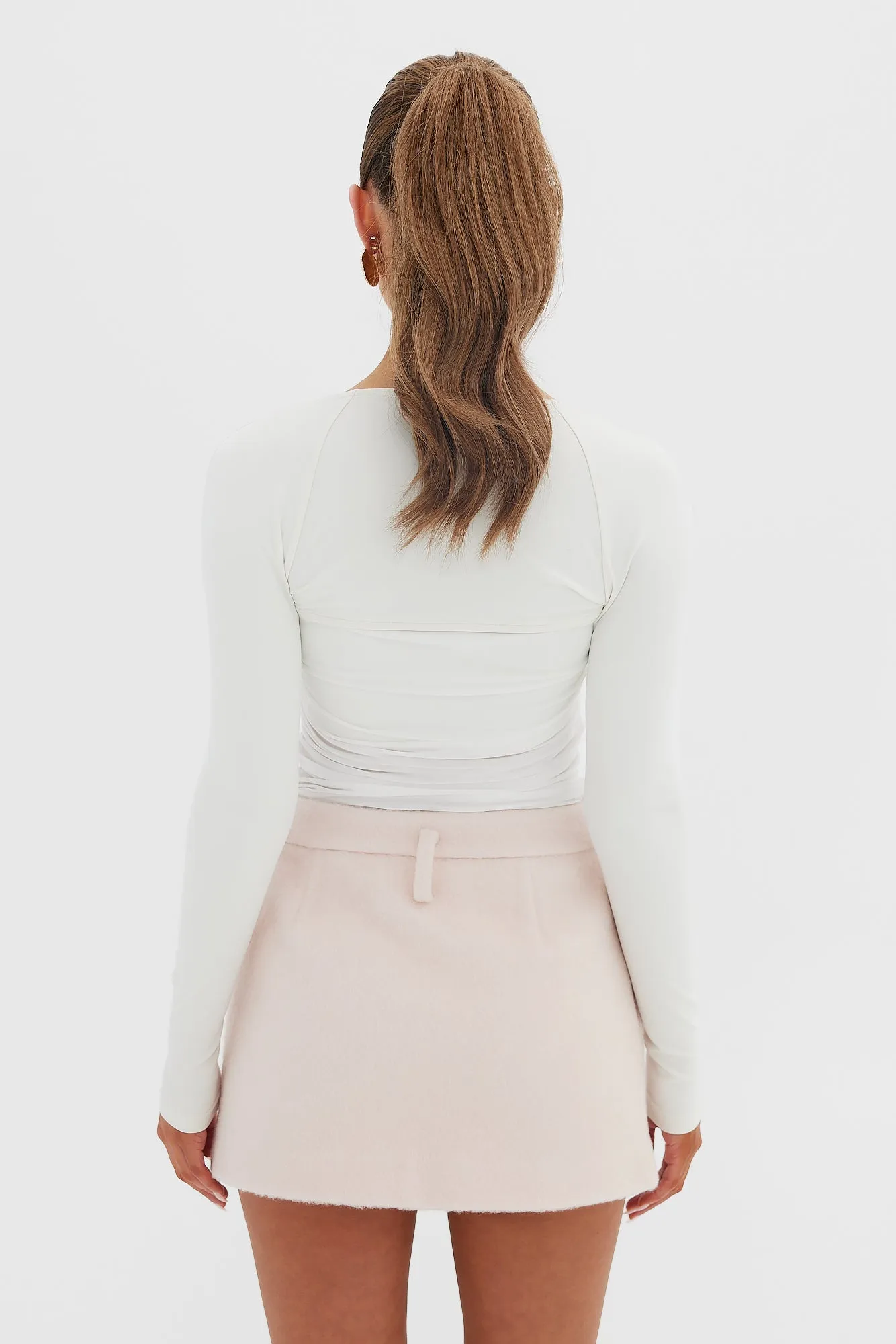 Harper Wool Mini Skirt - Blush Pink