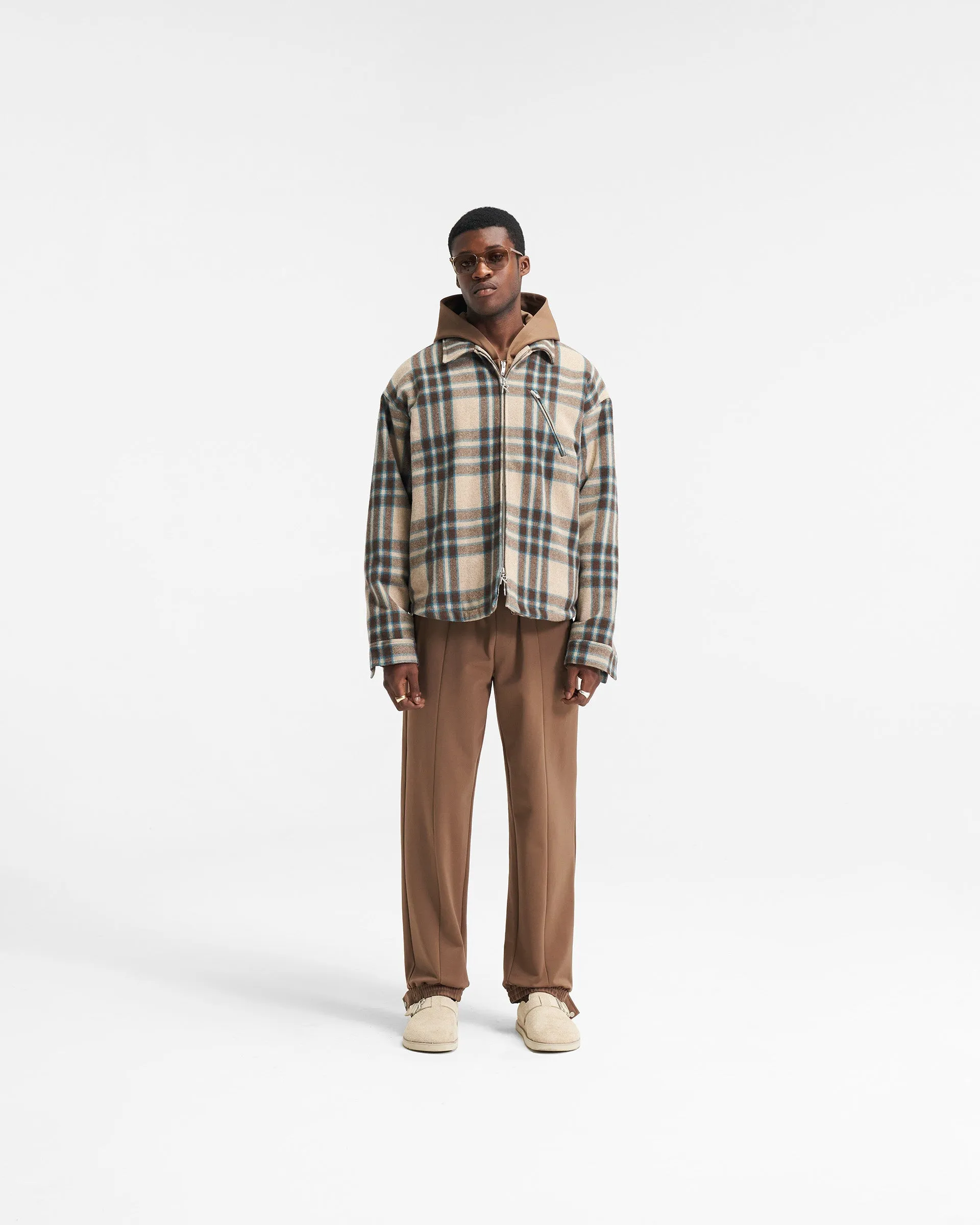 Heavy Zip Overshirt - Brown Check