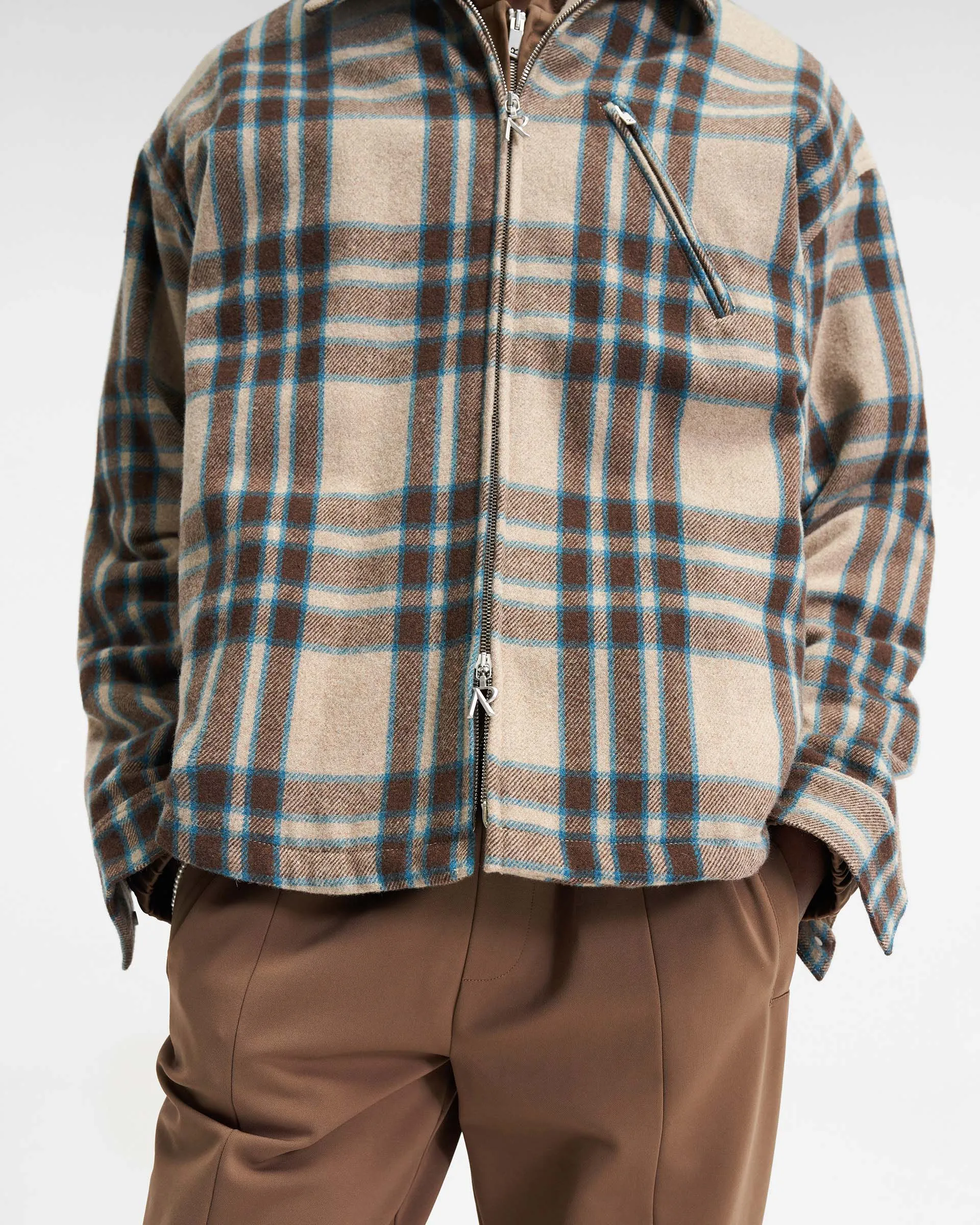 Heavy Zip Overshirt - Brown Check