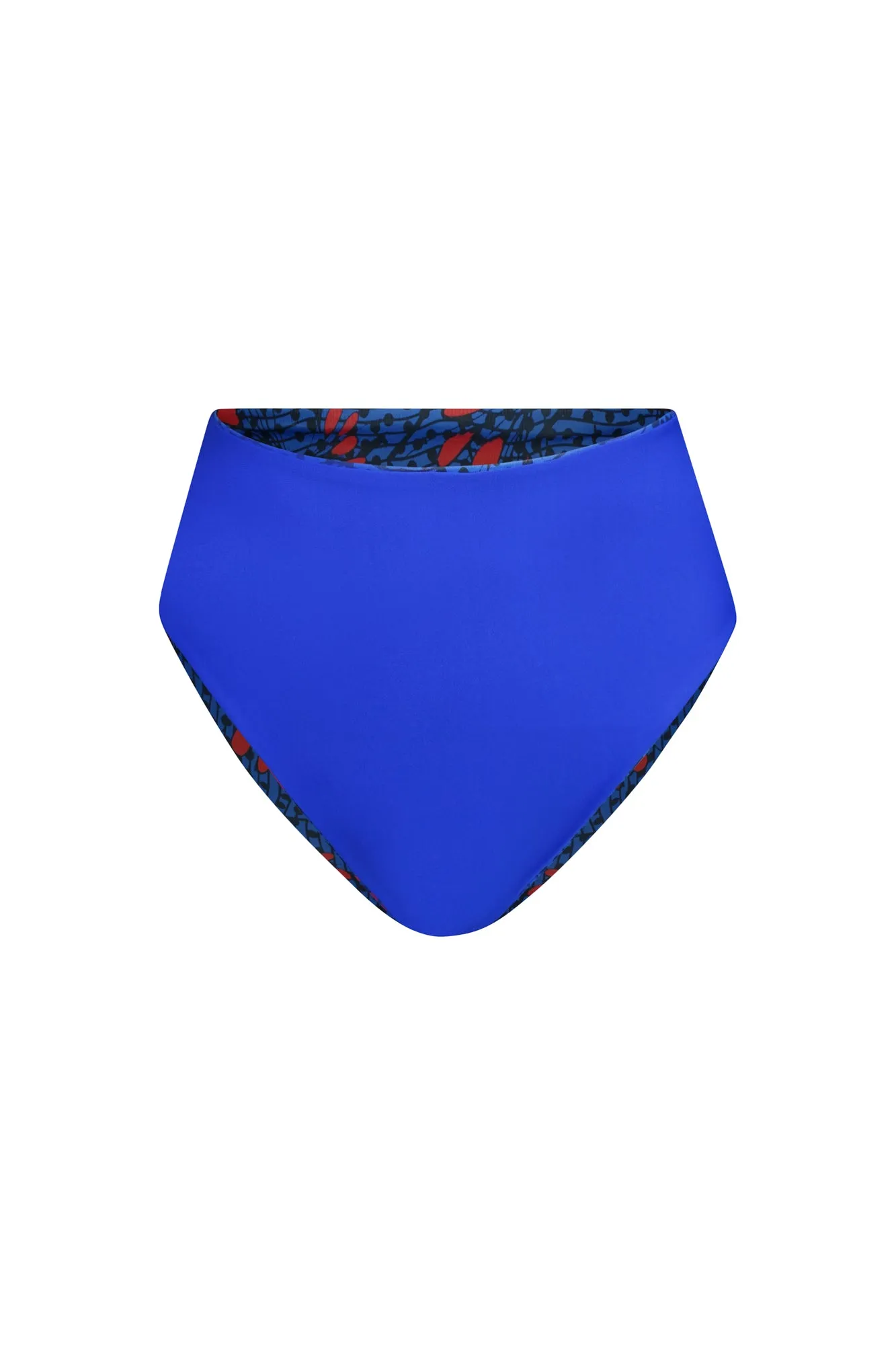 High Waisted Reversi Bottoms Bikini - Blue/Afterglow Print | GOLDEN OASIS 1.0