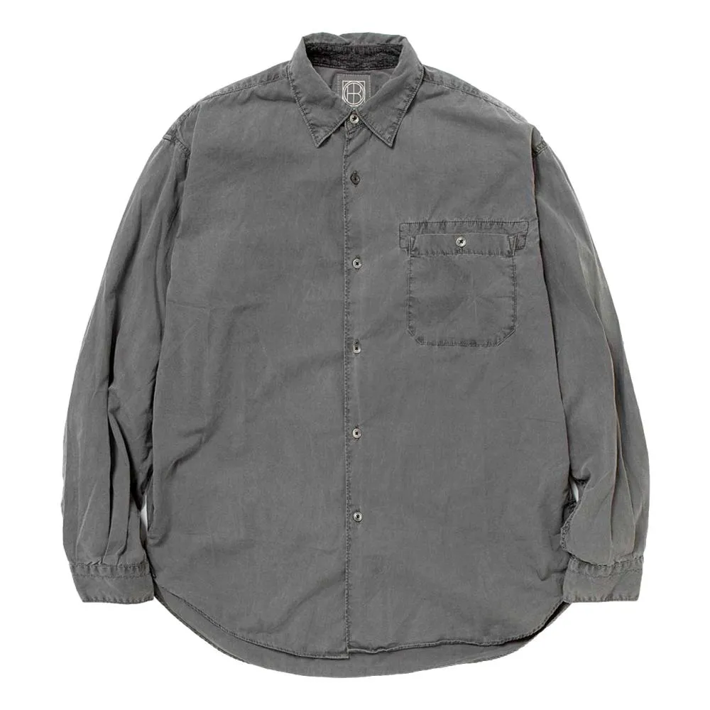 HOBO ARTISAN L/S SHIRT COTTON BROAD CHARCOAL DYED-CHARCOAL