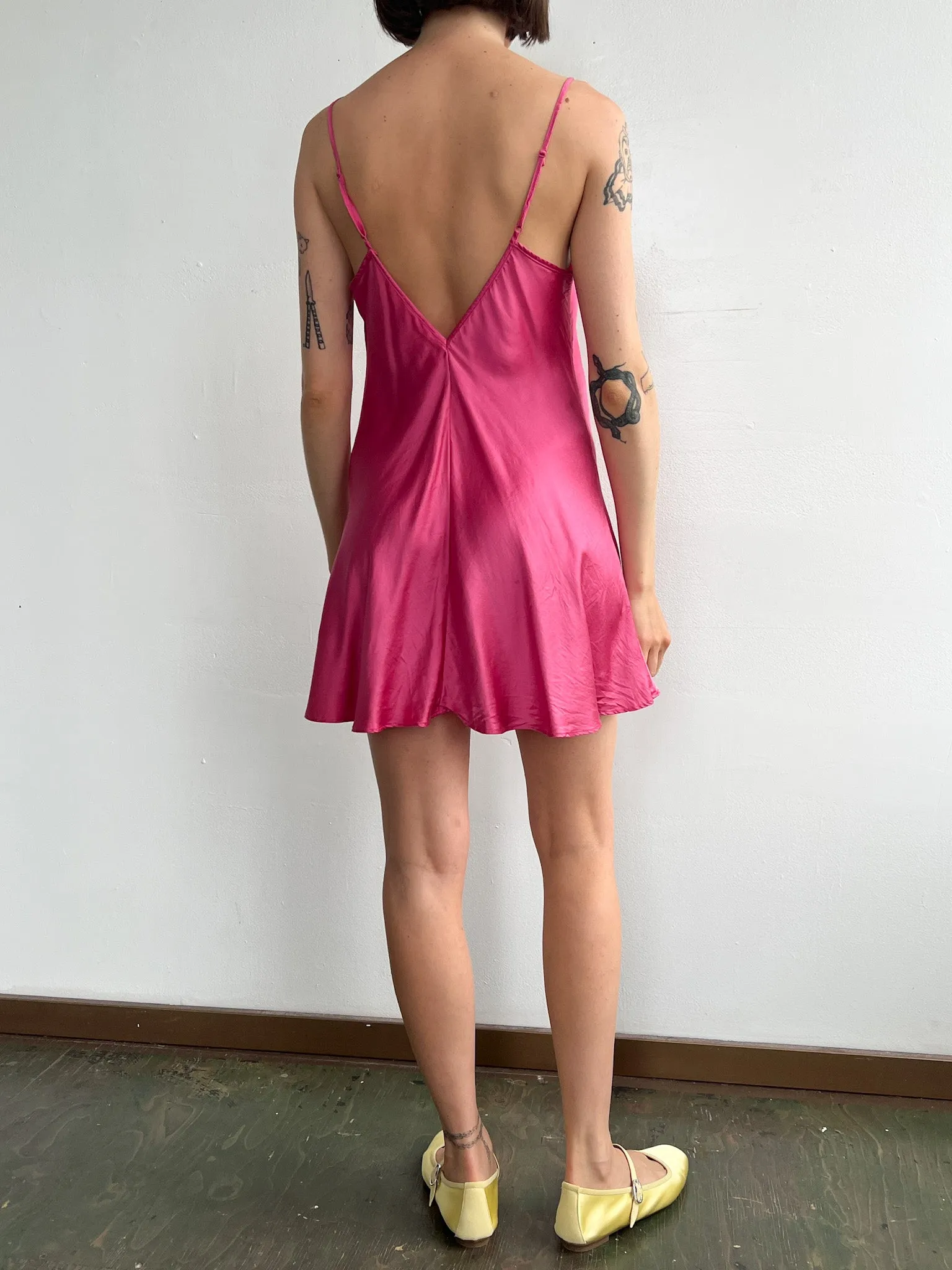 Hot Pink Silk Slipdress (M)