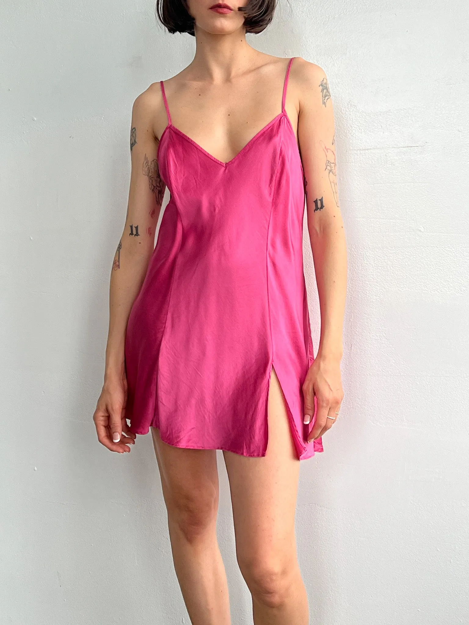 Hot Pink Silk Slipdress (M)