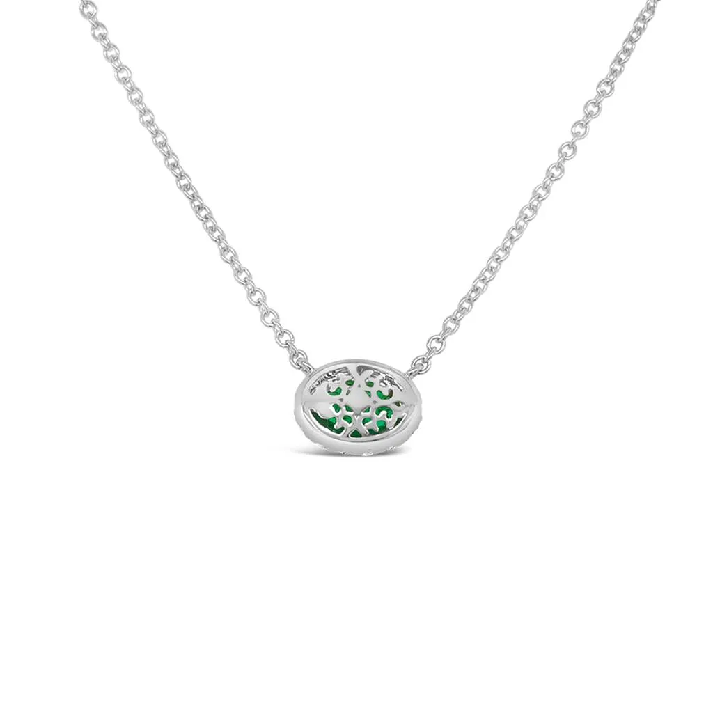 Irisa by Martin Binder Oval Emerald & Diamond Halo Necklace