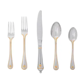 Juliska 5 Piece Berry & Thread Polished with Gold Flatware Set