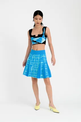 KERRY AQUA PLEATED MINI SKIRT